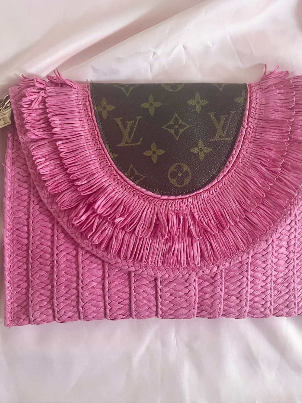 Upcycled Louis Vuitton pink clutch/ crossbody